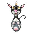 Load image into Gallery viewer, Cat and Mouse. Handmade Glass Christmas ornament.