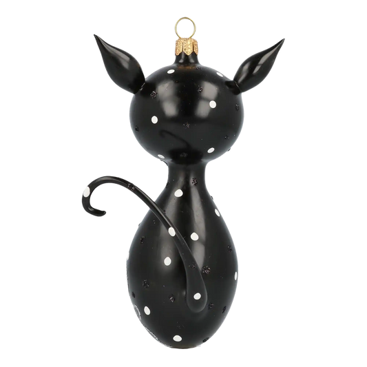 Cat and Mouse. Handmade Glass Christmas ornament.