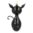 Load image into Gallery viewer, Black Cat with Dots. Handmade Glass Christmas ornament.