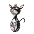 Load image into Gallery viewer, Christmas Ornament - Black Cat with Mouse. Handmade Glass Christmas ornament.
