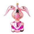Load image into Gallery viewer, Pink Rabbit. Handmade Glass Christmas ornament.