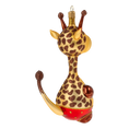 Load image into Gallery viewer, Giraffe in red shorts. Handmade Glass Christmas ornament.