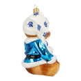 Load image into Gallery viewer, Teddy bear with snowflakes. Handmade Glass Christmas ornament.
