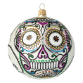 Load image into Gallery viewer, Mexican skull. Handmade Glass Christmas ornament.