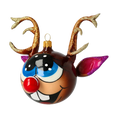 Load image into Gallery viewer, Rudolph the Joyful Reindeer. Handmade Glass Christmas ornament.