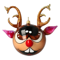 Load image into Gallery viewer, Rudolph the Joyful Reindeer. Handmade Glass Christmas ornament.