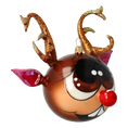 Load image into Gallery viewer, Rudolph the Joyful Reindeer. Handmade Glass Christmas ornament.