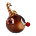 Load image into Gallery viewer, Rudolph the Joyful Reindeer. Handmade Glass Christmas ornament.