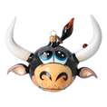 Load image into Gallery viewer, Happy Bull. Handmade Glass Christmas ornament.