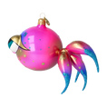 Load image into Gallery viewer, Pink veil fish. Handmade Glass Christmas ornament.