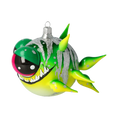 Load image into Gallery viewer, Green spiny fish. Handmade Glass Christmas ornament.