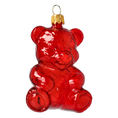 Load image into Gallery viewer, Red Gummy Bear. Handmade Glass Christmas ornament.