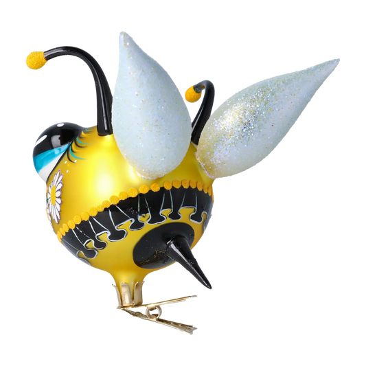 Cute Bee. Handmade Glass Christmas ornament.