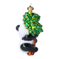 Load image into Gallery viewer, Christmas Ornament Panda with Bamboo. Handmade Glass Christmas ornament.
