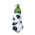 Load image into Gallery viewer, Christmas Ornament Panda with Bamboo. Handmade Glass Christmas ornament.