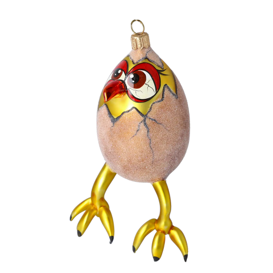 Chicken in Egg. Handmade Glass Christmas ornament.