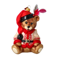 Load image into Gallery viewer, Teddy Bear Folk. Handmade Glass Christmas ornament.