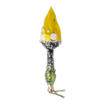 Load image into Gallery viewer, Yellow Mushroom with Brocade Dots. Handmade Glass Christmas ornament.