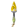 Load image into Gallery viewer, Yellow Mushroom with Brocade Dots. Handmade Glass Christmas ornament.