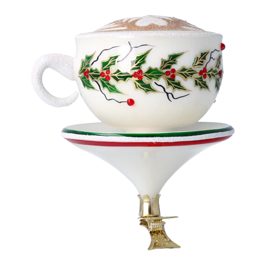 Christmas Cappuccino - Hand Painted Glass Ornament