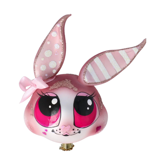 Fairy Tale Hare. Handmade Glass Christmas ornament.