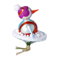 Load image into Gallery viewer, Snowman on an apple tree. Handmade Glass Christmas ornament.