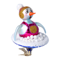 Load image into Gallery viewer, Snowman on a slide. Handmade Glass Christmas ornament.