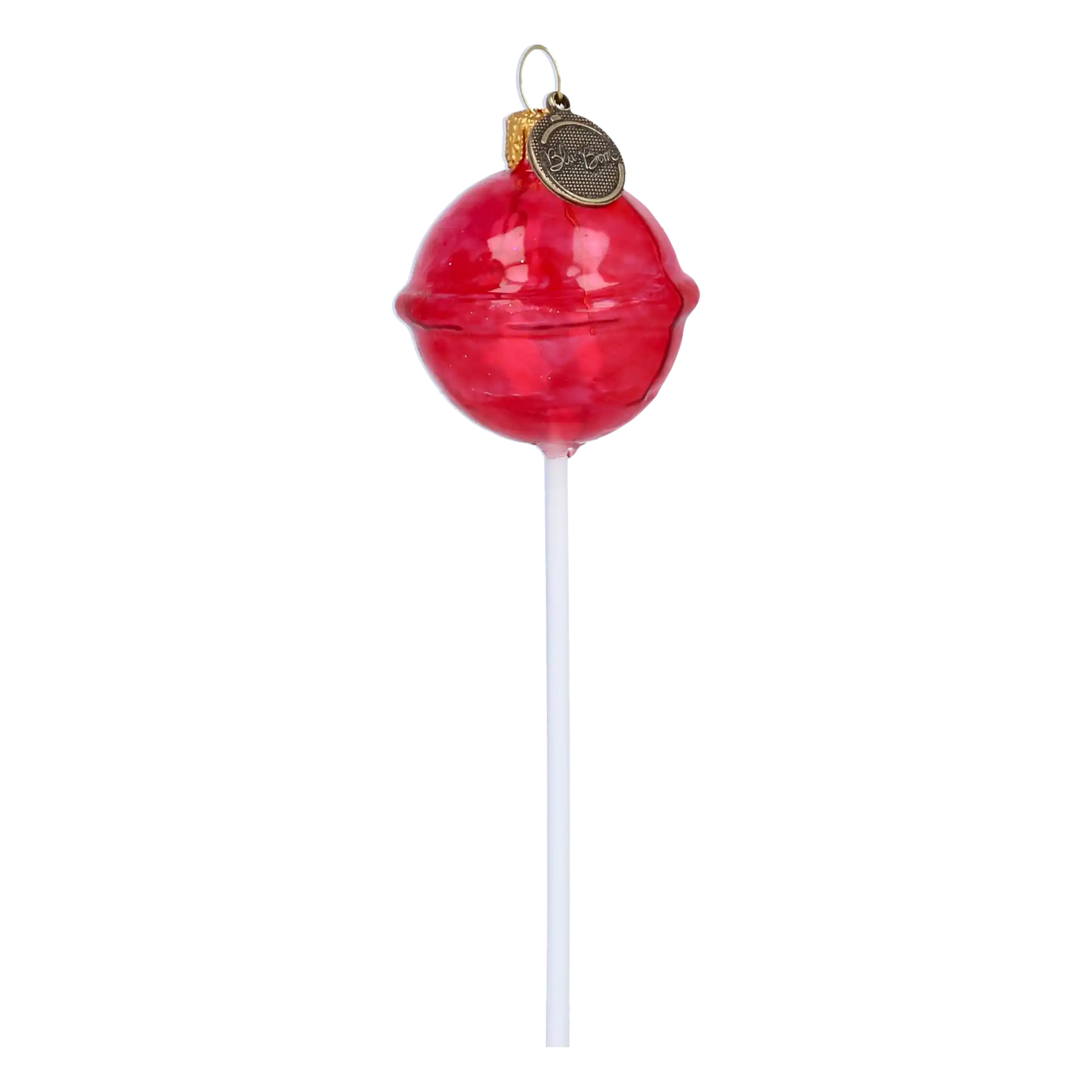 Lollipop red. Handmade Glass Christmas ornament.