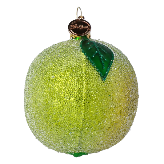 Hand Painted Glass Ornament - Lime. Handmade Glass Christmas ornament.