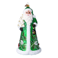 Load image into Gallery viewer, Christmas Green Santa Claus. Handmade Glass Christmas ornament.