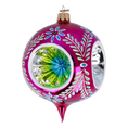 Load image into Gallery viewer, Headlights -Fuchsia skylight. Handmade Glass Christmas ornament.