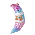 Load image into Gallery viewer, Sugar Moon ornament. Handmade Glass Christmas ornament.