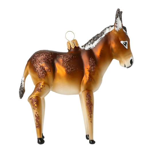 Donkey brown. Handmade Glass Christmas ornament.