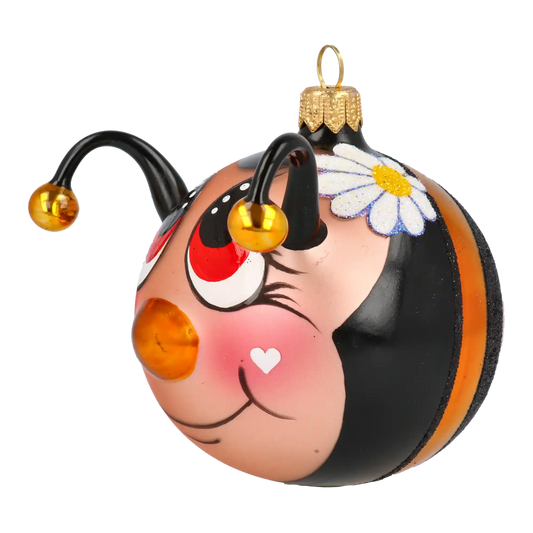 Happy Bee. Handmade Glass Christmas ornament.