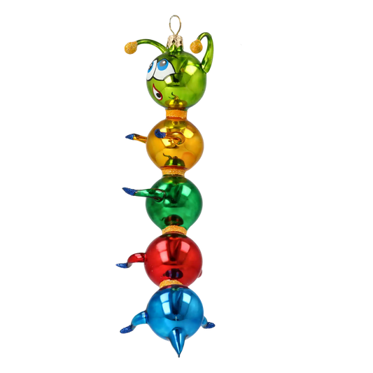 Centipede Colorful Joy. Handmade Glass Christmas ornament.