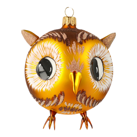 Forest Owl. Handmade Glass Christmas ornament.