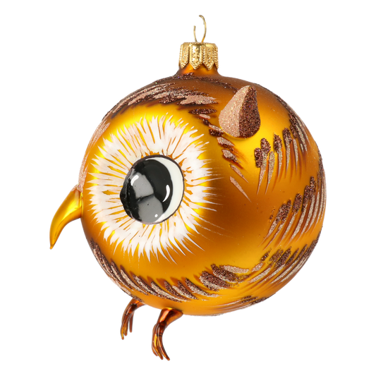 Forest Owl. Handmade Glass Christmas ornament.