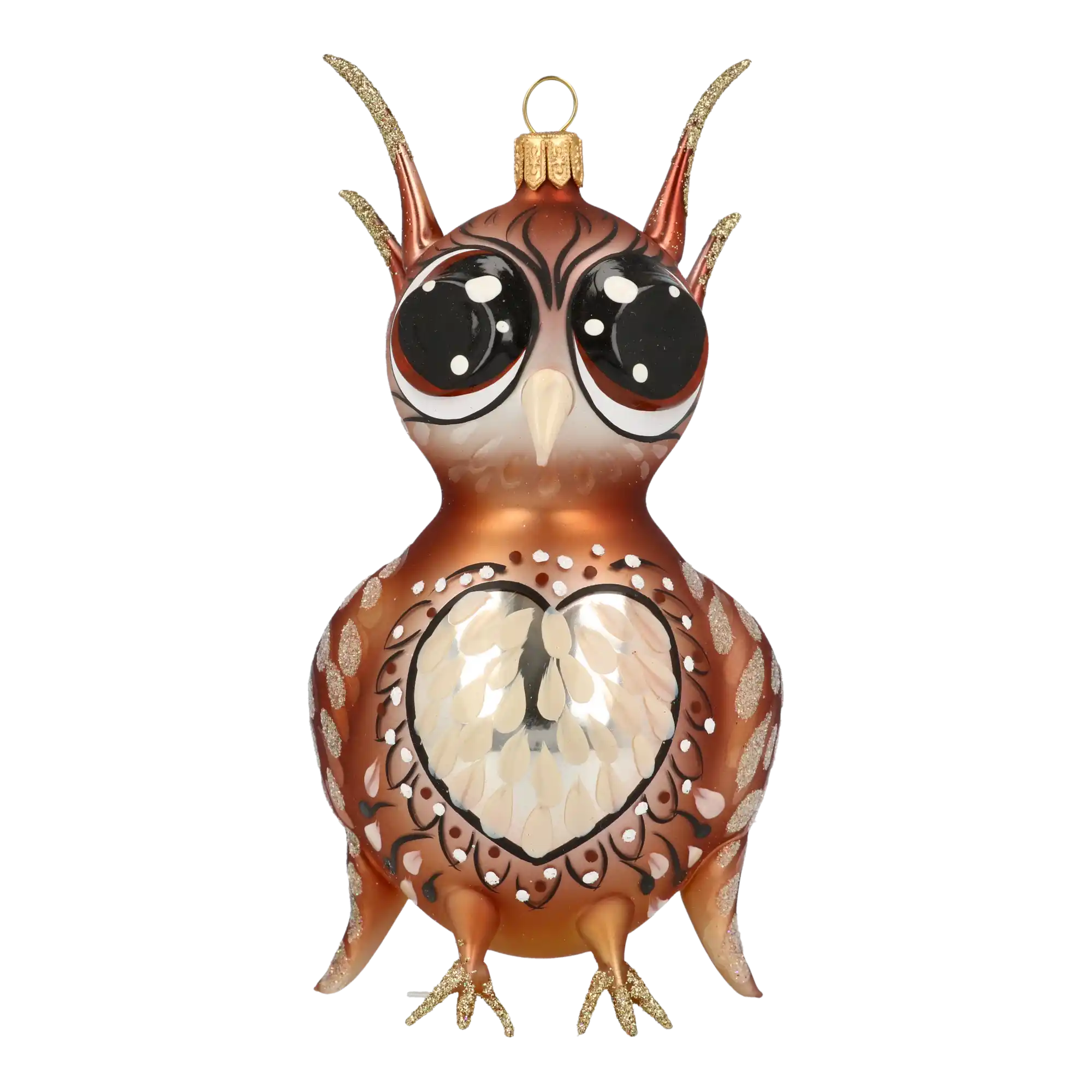 Wise Owl. Handmade Glass Christmas ornament.