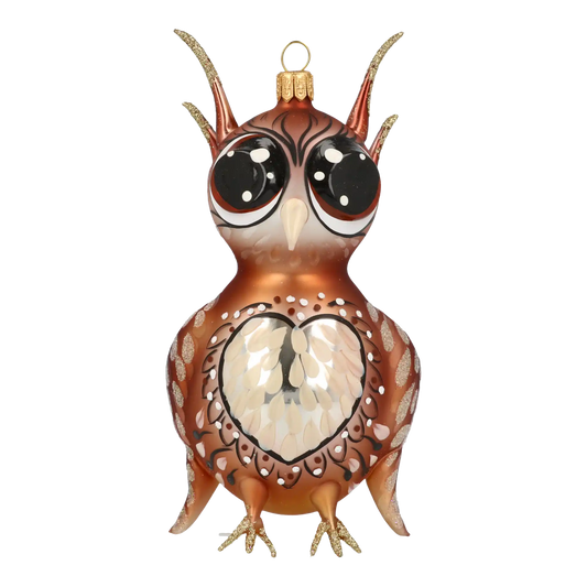 Wise Owl. Handmade Glass Christmas ornament.