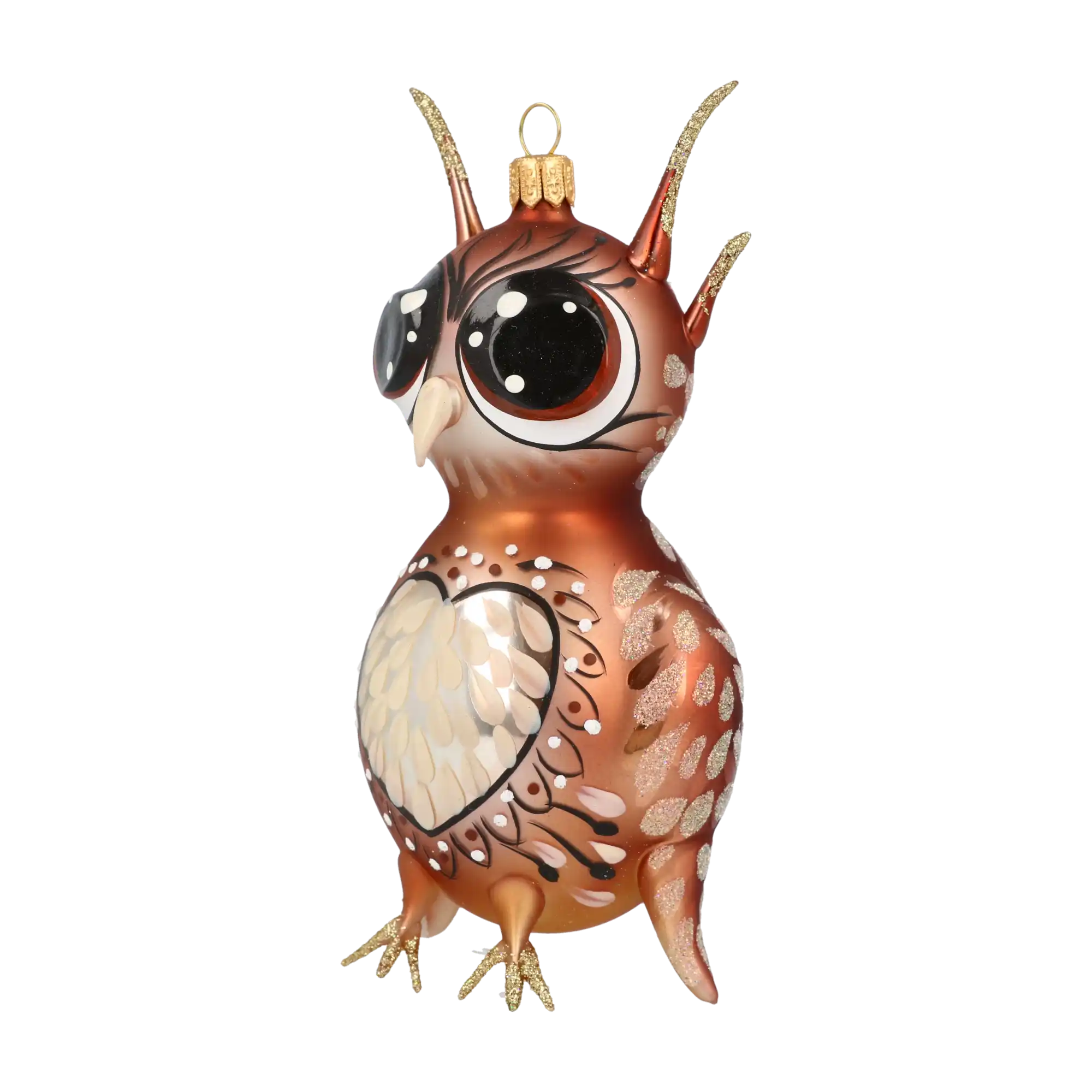 Wise Owl. Handmade Glass Christmas ornament.