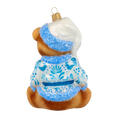 Load image into Gallery viewer, Teddy bear with a folk motif. Handmade Glass Christmas ornament.
