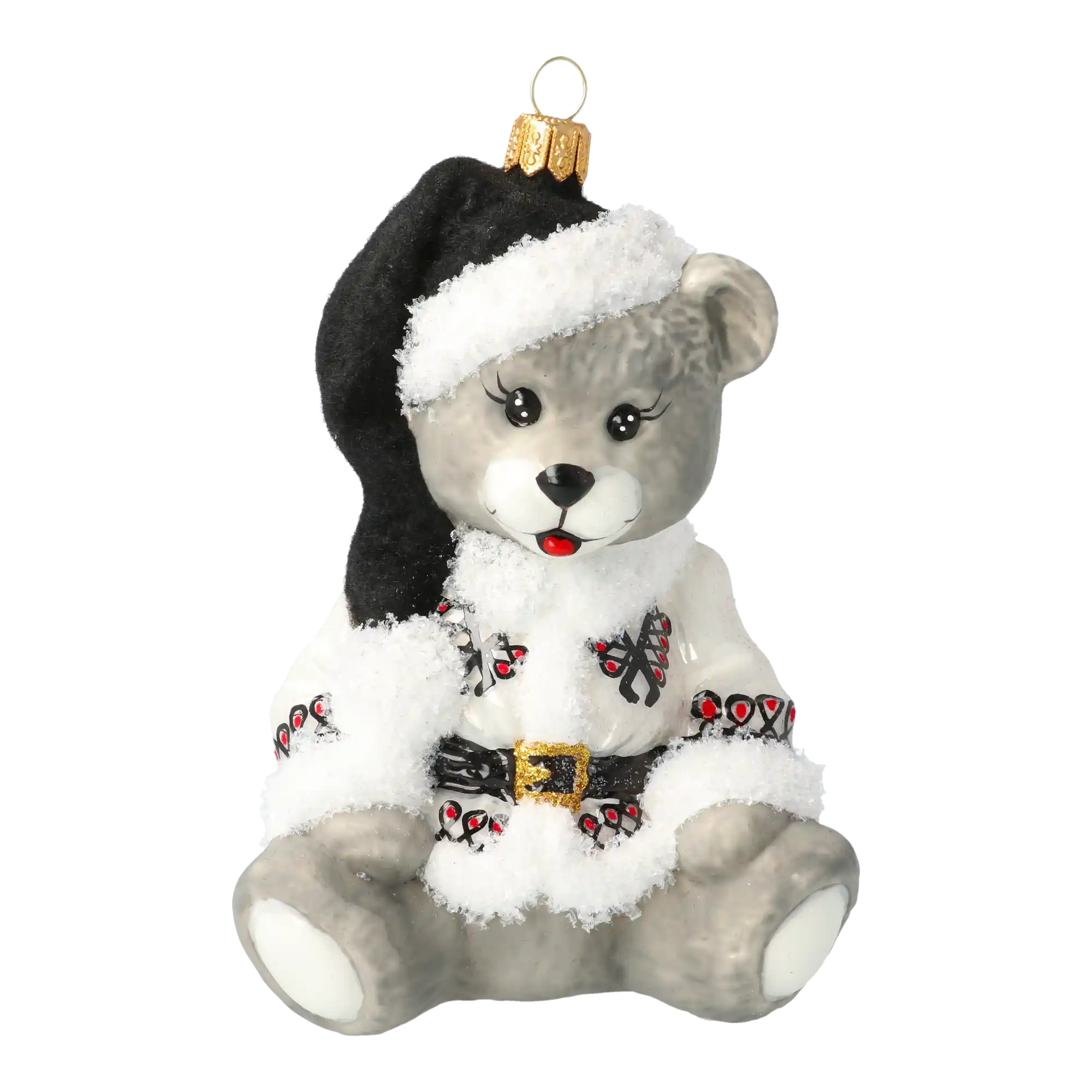 Zakopane Teddy Bear. Handmade Glass Christmas ornament.