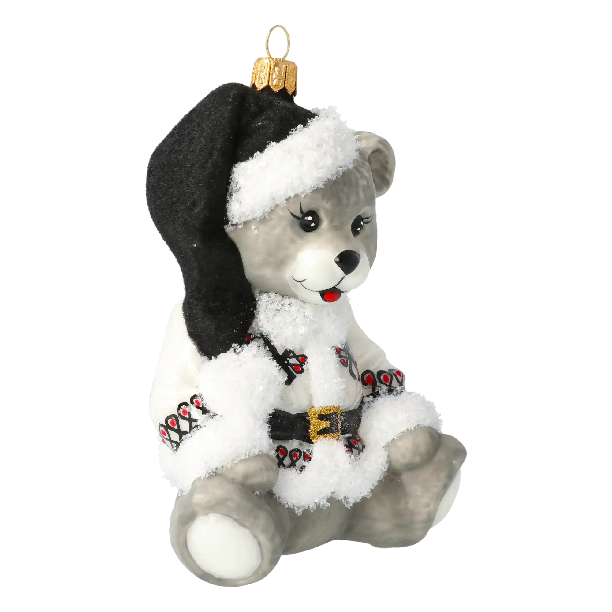 Zakopane Teddy Bear. Handmade Glass Christmas ornament.