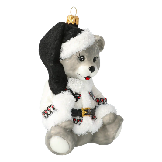 Zakopane Teddy Bear. Handmade Glass Christmas ornament.