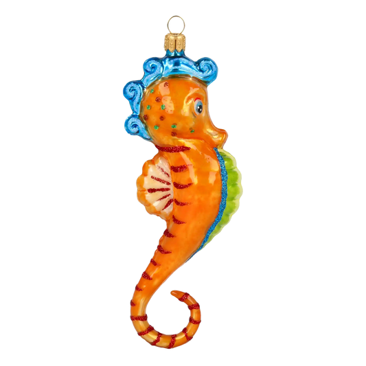 Seahorse - Ocean Friend. Handmade Glass Christmas ornament.