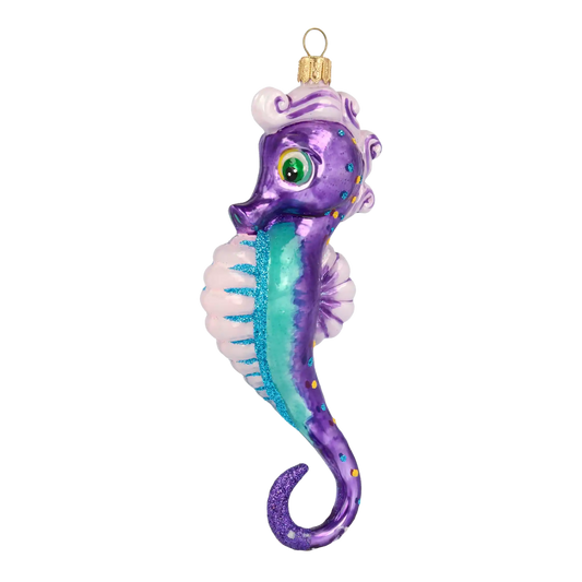 Neptunus seahorse. Handmade Glass Christmas ornament.