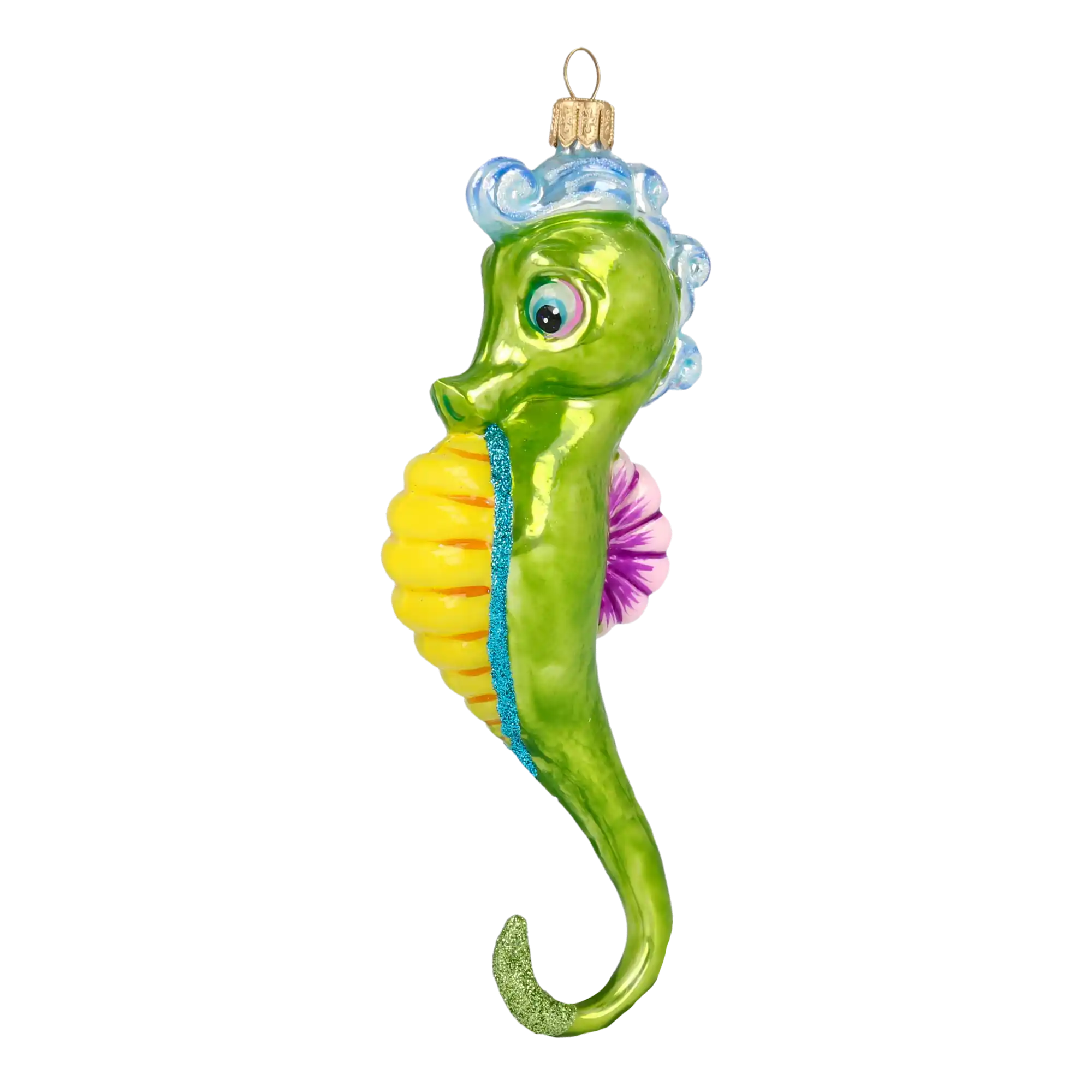 Seahorse Green Dreamer. Handmade Glass Christmas ornament.