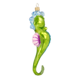 Load image into Gallery viewer, Seahorse Green Dreamer. Handmade Glass Christmas ornament.
