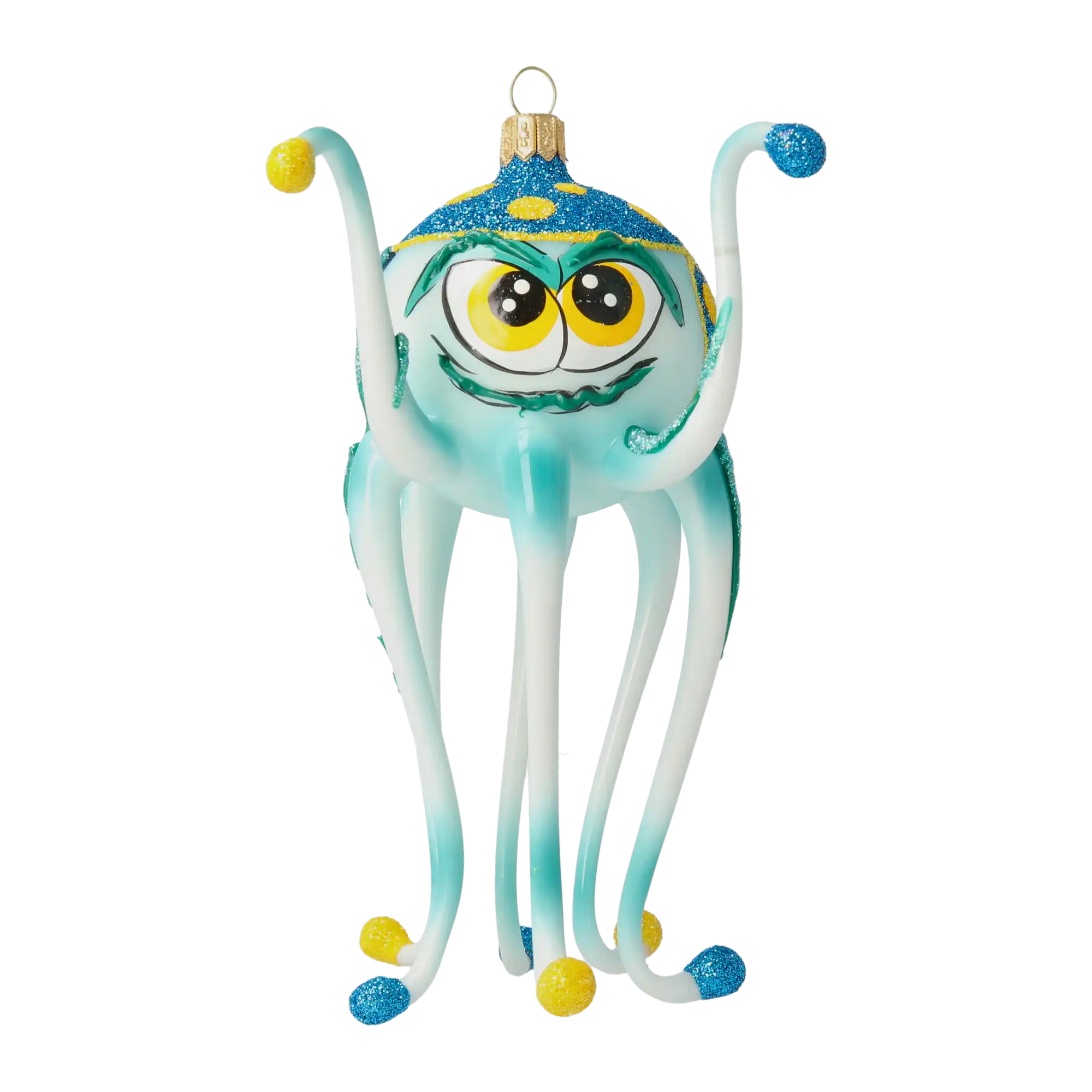 Octopus pirate. Handmade Glass Christmas ornament.