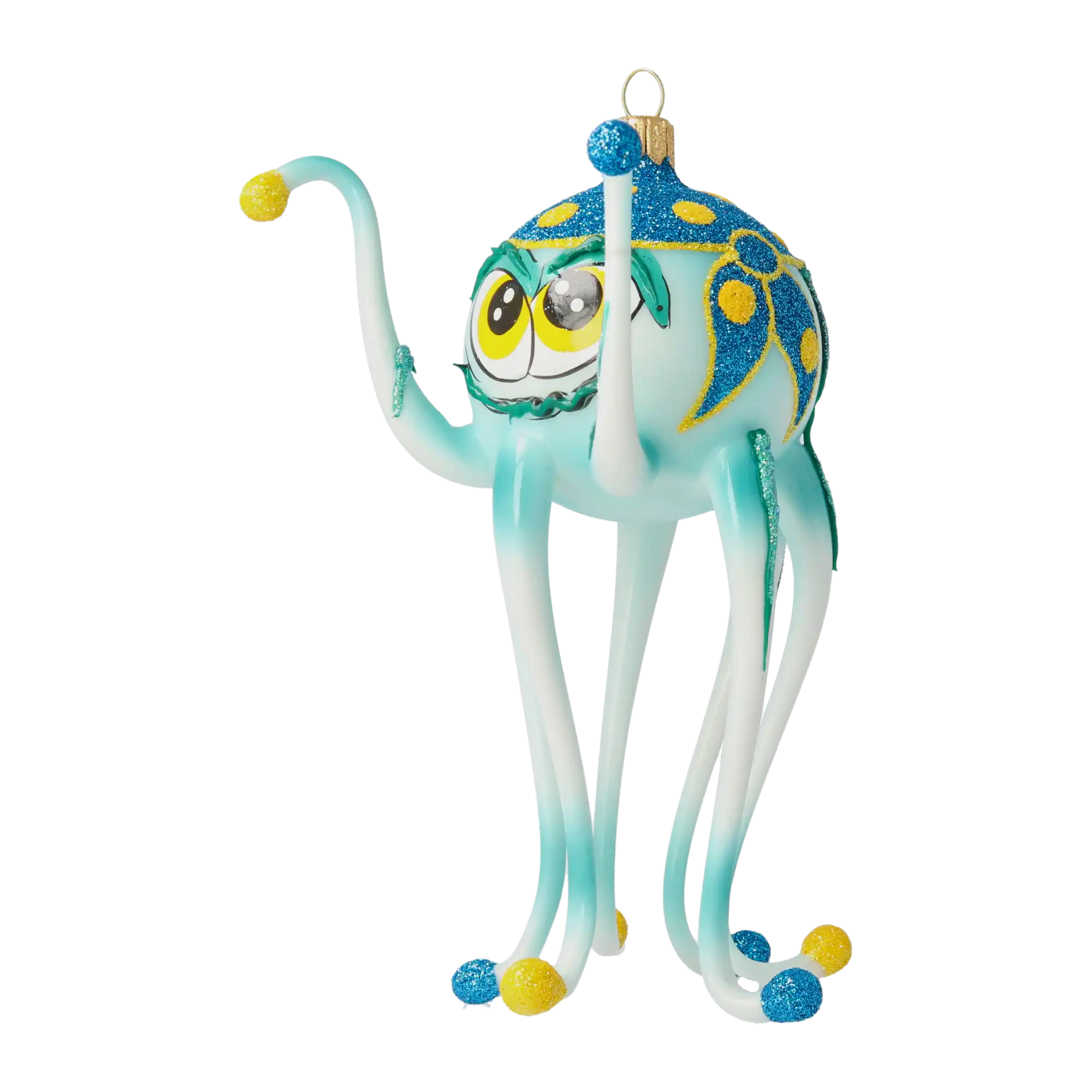 Octopus pirate. Handmade Glass Christmas ornament.